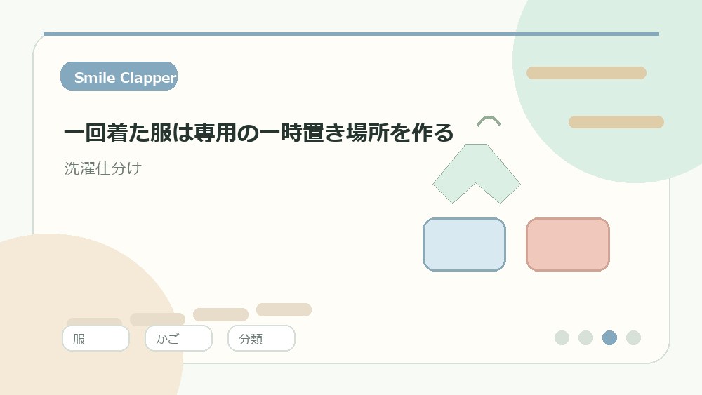 一回着た服は専用の一時置き場所を作るの内容を表すイラスト
