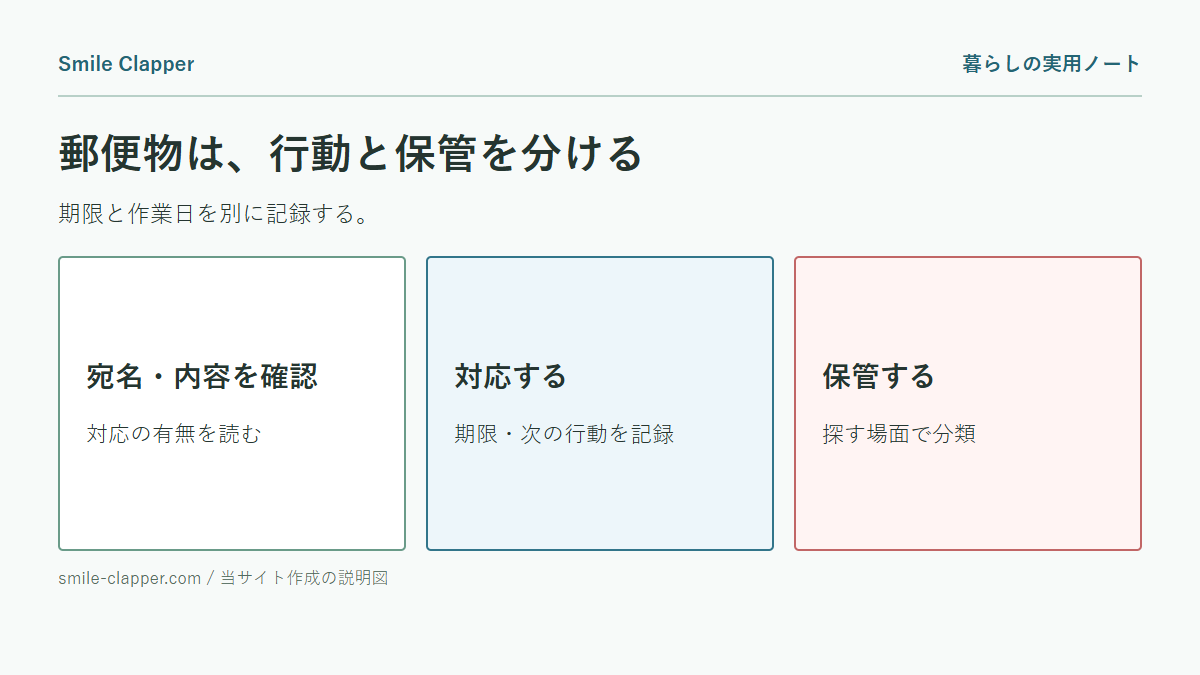 郵便物の整理は「期限・次の行動・保管先」で分ける